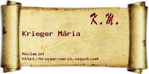 Krieger Mária névjegykártya